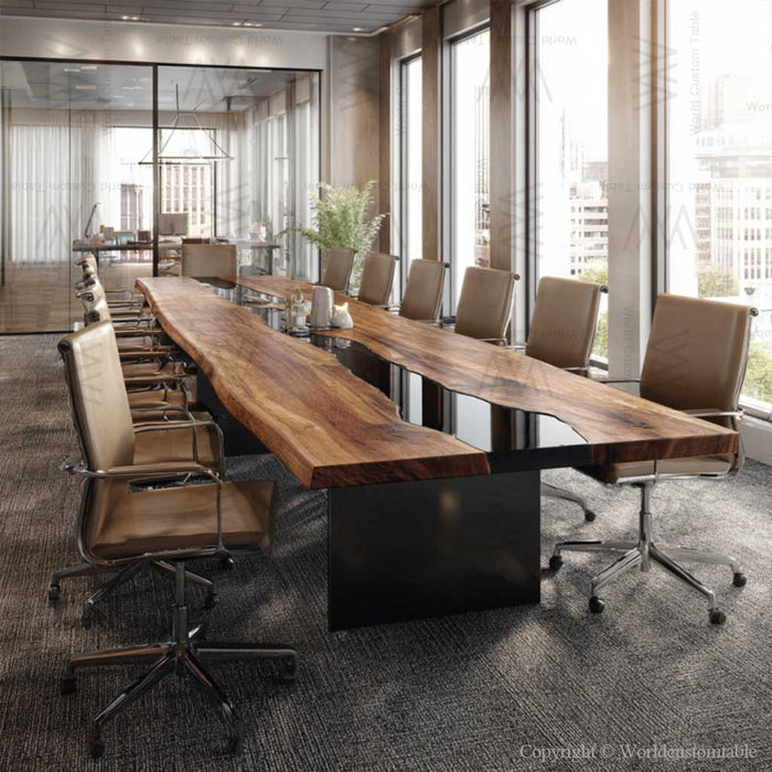 extra large wooden black epoxy conference table for american offices in california
