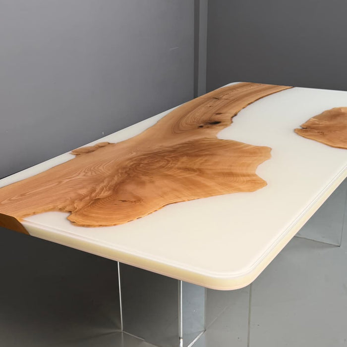 Modern ash wood resin dining table for a contemporary home