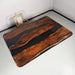 modern walnut coffee table featuring black resin