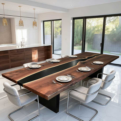 large wooden epoxy conference table for spacious meeting rooms in los angeles