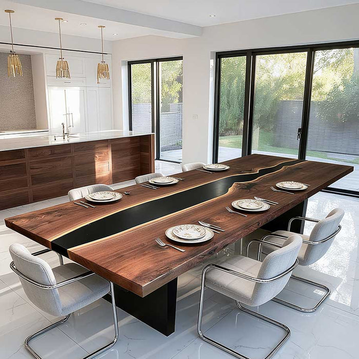 large wooden epoxy conference table for spacious meeting rooms in los angeles
