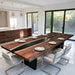large wooden epoxy conference table for spacious meeting rooms in los angeles