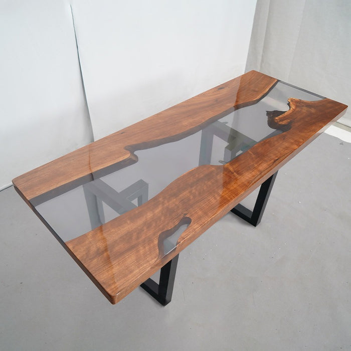 modern black walnut epoxy dinning table for dining room