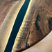 Modern black walnut and resin coffee table with circular design