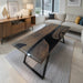 Modern epoxy resin dining table for 8 with live edge black walnut top
