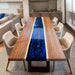Modern epoxy river dining table made from walnut and resin