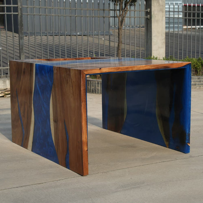 Modern epoxy waterfall table made with natural walnut wood