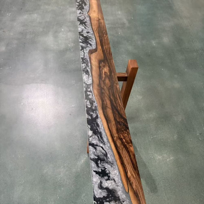 Modern gray epoxy floating wall shelf for contemporary interiors