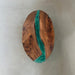 modern walnut coffee table with green epoxy resin