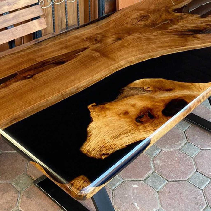 Modern living room epoxy coffee table walnut