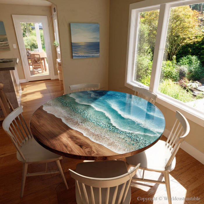 Modern luxury walnut epoxy coffee table with resin river design