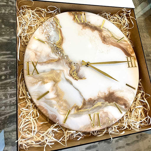 Modern marble style resin wall clock perfect for office decor