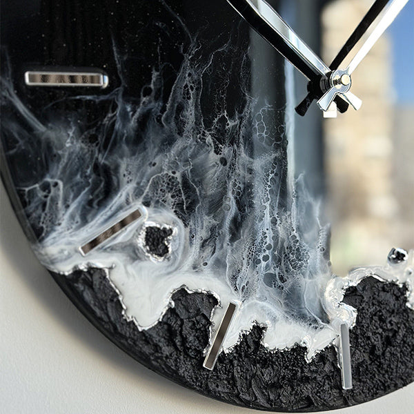 Modern resin art wall clock perfect for wedding gift
