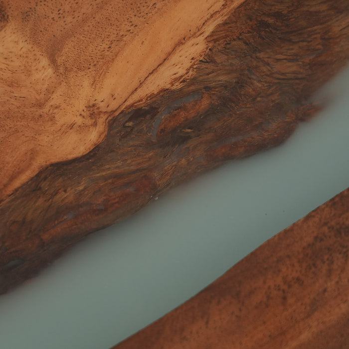 Modern epoxy resin river table with solid walnut wood