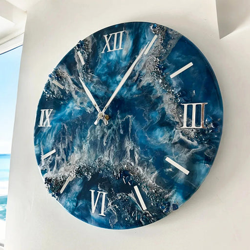 Modern resin wall clock decorated with crystals and stones