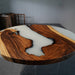 Modern round epoxy coffee table made with natural walnut wood