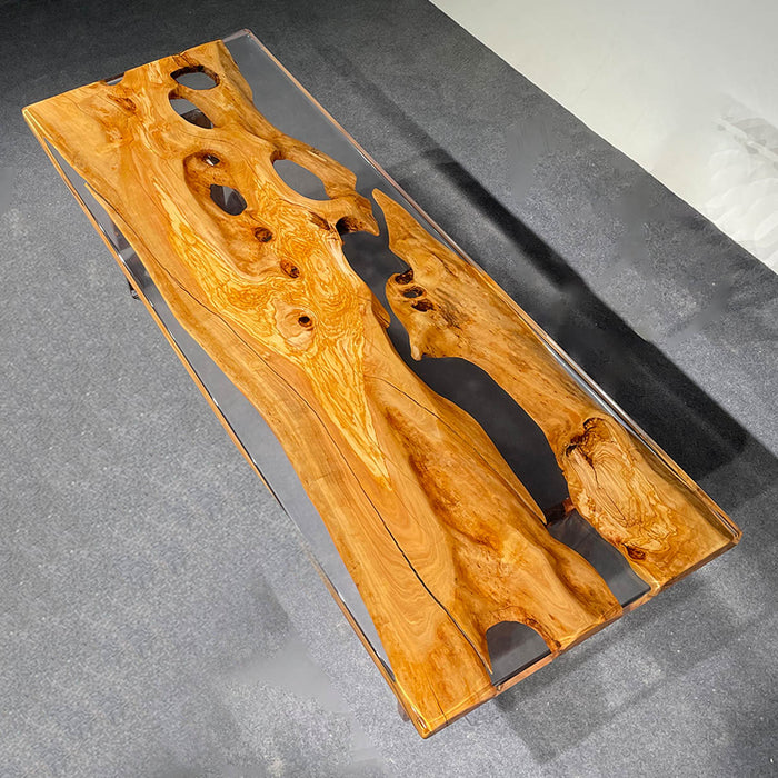 sleek wooden epoxy dinning & coffee table for modern homes in texas