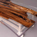Top view showcasing the transparent epoxy resin surface and black walnut wood patterns.