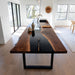 extra large wooden black epoxy dinning table for american kitchens in california