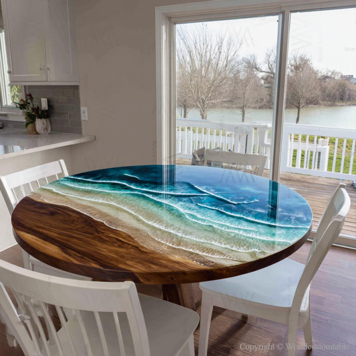 Modern walnut epoxy coffee table with artistic resin design