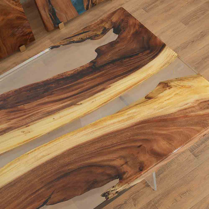 42x96 walnut epoxy dining table in a contemporary kitchen setting