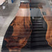 Modern walnut river table with built in charging station for conference rooms and offices