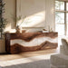 Black walnut cabinet with pearl white epoxy resin finish for modern home interiors