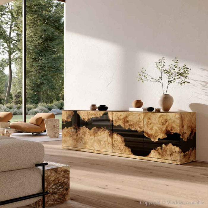 Luxury epoxy cabinet adding a bold black resin style to contemporary interiors