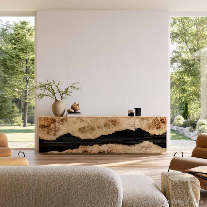 Modern epoxy cabinet designed for office storage and luxury workspace decor