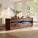 Handmade epoxy cabinet featuring black walnut wood and blue resin details