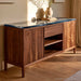 Live edge walnut resin console cabinet with artistic wave design