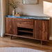 Walnut epoxy buffet cabinet with ocean wave resin tabletop for dining room storage