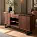 Black walnut epoxy buffet cabinet with black resin tabletop for dining room storage