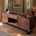 Handcrafted epoxy resin storage cabinet with black walnut construction and artistic tabletop