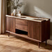 Luxury wood buffet storage cabinet made from black walnut with elegant epoxy resin top