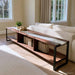 Pearl white epoxy resin tabletop combined with natural black walnut wood grain