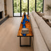 Ocean wave epoxy sofa table designed for placement behind a couch