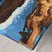Ocean Wave Epoxy Walnut Dining Table with Blue Resin