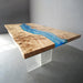 Modern handcrafted resin dining table with ocean wave design, seats 6-8, limited stock.