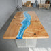 Modern handcrafted resin dining table with ocean wave design, seats 6-8, limited stock.
