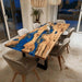 Olive wood blue resin epoxy dinning table in dining room