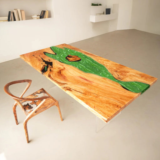 Custom Olive Wood Epoxy Dining Table for Dining Room
