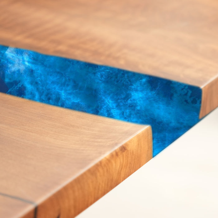 Olive Wood Epoxy Table with Natural Grain and Live Edge