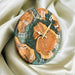 Handmade olive wood and green resin wall clock for rustic decor