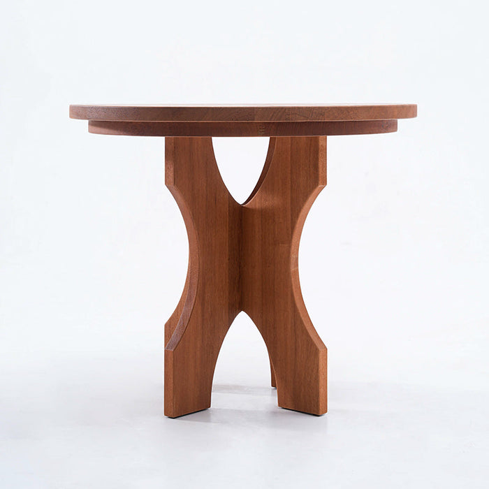 Organic Terminalia wood table for home decor, round top and artistic legs