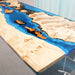 Poplar live edge resin dining table for a coastal inspired dining room