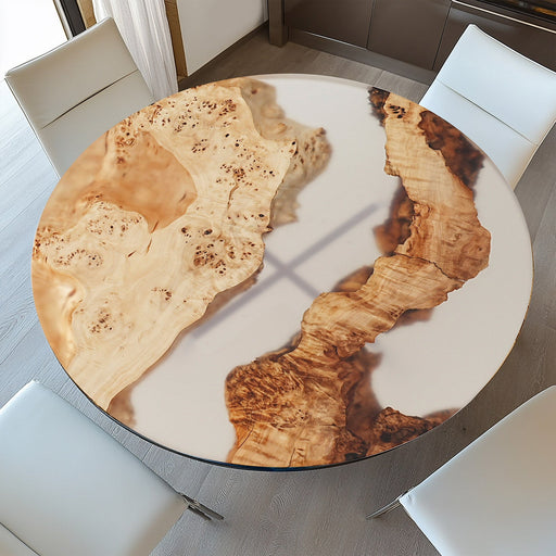 Poplar wood epoxy coffee table with ice effect and clear resin detailing