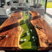 black walnut wood clear epoxy golf table for living spaces in florida