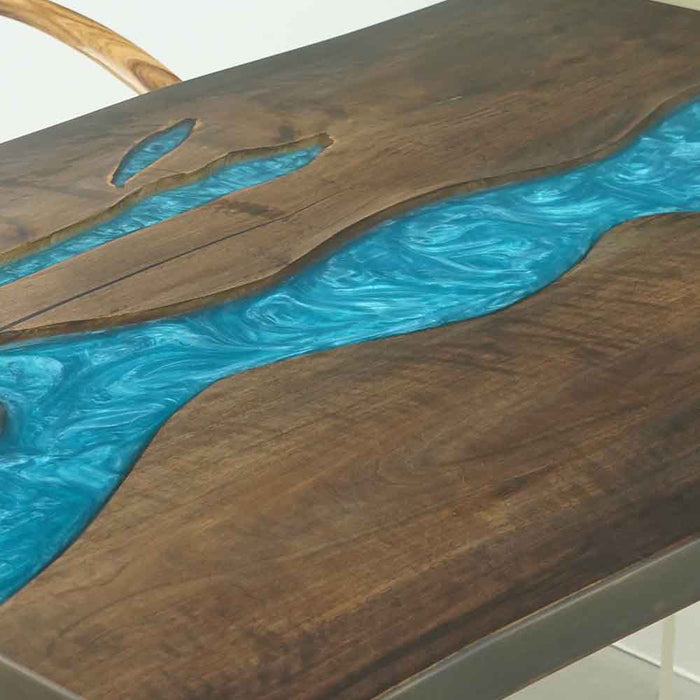 Ready to Ship Blue Epoxy Black Walnut Dining Table
