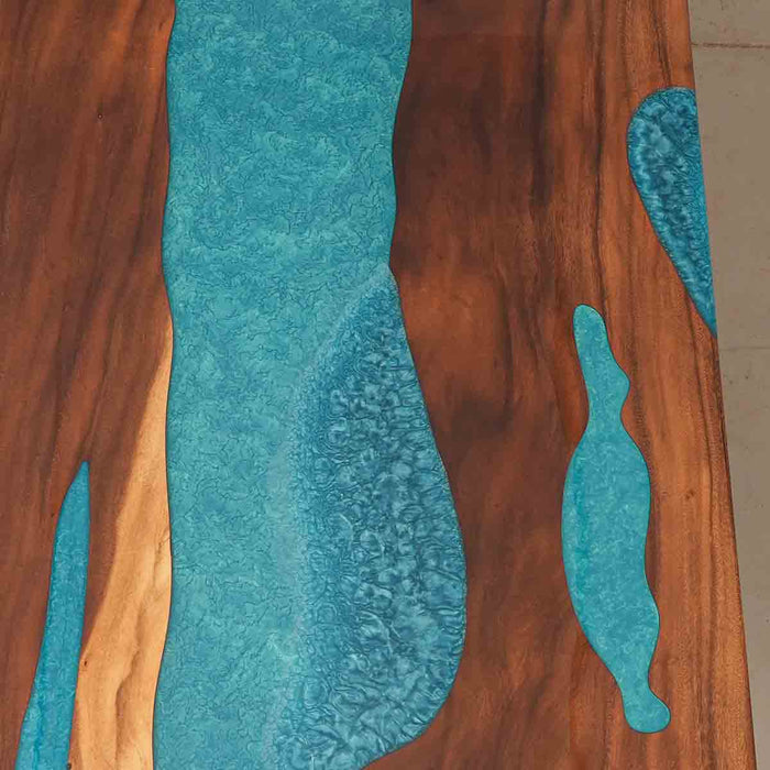 Ready to Ship Blue Epoxy Walnut Dining Table